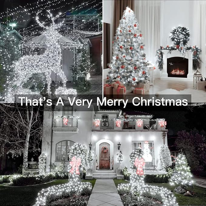 String Lights Fairy Lights 66 Feet 200 LED with Multi Flashing Modes Controller, Waterproof LED Lights Decorations for Bedroom, Wedding, Party, Garden, Patio, Indoor Outdoor Occastions (White)