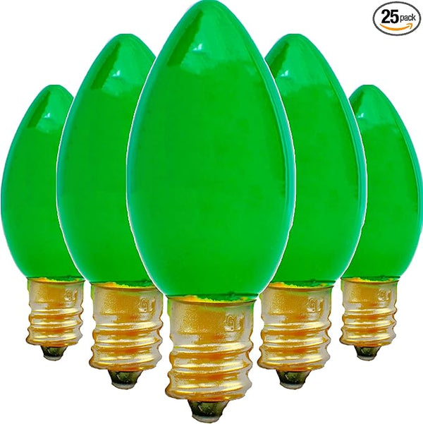 EST. LEE DISPLAY L D 1902 Indoor ＆ Outdoor String Light C7 Ceramic Christmas Steady Replacement Bulbs (Solid Green) | Lumora