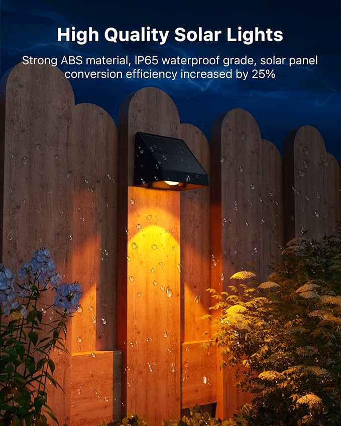 16 Pack Solar Powered Fence Lights Outdoor Wall Mount Decorative Waterproof Down LED for Deck, Outside Stairs, Pool | Lumora