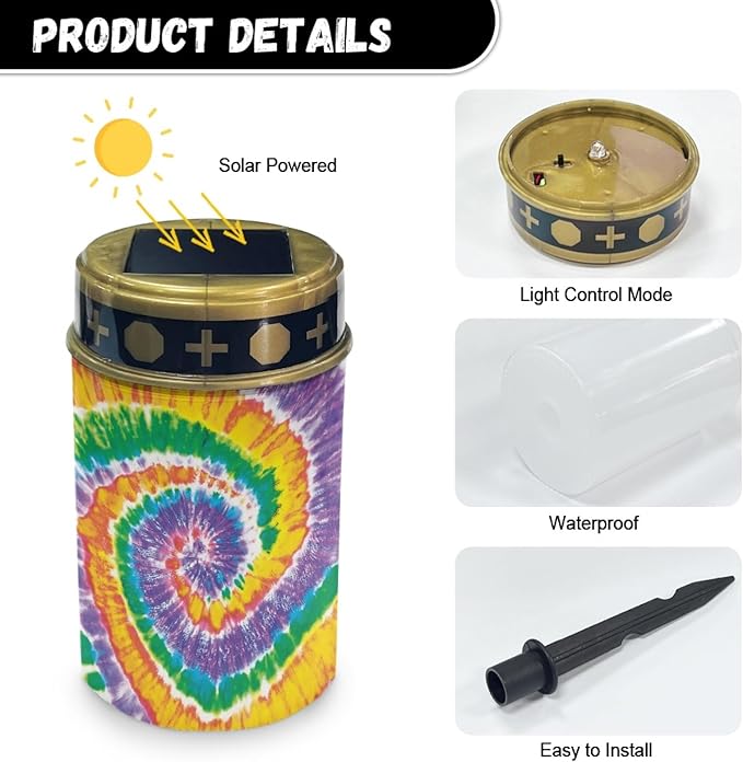 Tie-Dye Yard Solar Lights for Garden Cemetery Solar Light Dustproof Outdoor Lamp Sympathy Memorial Gift Grave Decorations