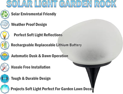 5 STAR SUPER DEALS Solar Rock Pathway LED Lights - Waterproof Cobblestone Shape Garden, Stair Yard Decor - Cool White Pave Stone Markers - Durable and Energy Efficient (Tropical, 1, Count)