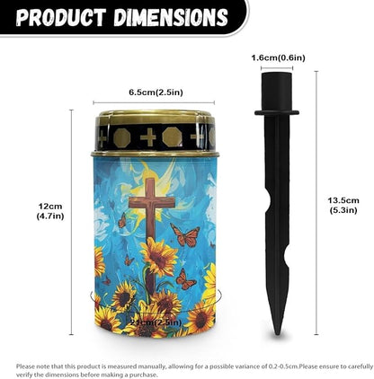 Sunflower Cross Outdoor Solar Garden Lights,Waterproof Solar Outdoor Lights,Solar Stake Lights for Cemetery Grave Garden Patio Yard Lawn Decoration