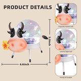 Solar Lights Outdoor Dairy Cow Decor with Crackle Glass Globe Lights - Cute Metal Cow Decor - Garden Figurine Light | Lumora