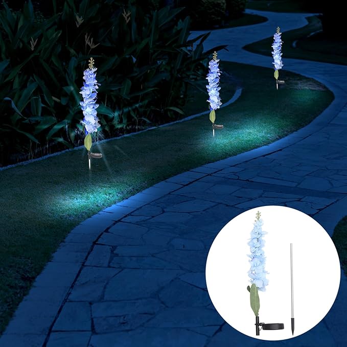 BESTonZON Solar LED Violet Lawn Light Ground Insert Lamp Waterproof Garden Path Light 75cm Solar Powered Outdoor Yard Decoration Random Color