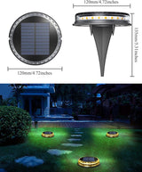 4-Pack Solar Ground Lights Warm White Light Disk Light Solar Powered Outdoor Waterproof in-Ground Lights Warm White | Lumora