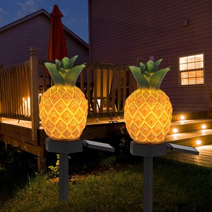 Solar Lights Outdoor, Outdoor Waterproof Solar Garden Lights Lawn Landscape Light, Outdoor Solar Lights Yard Lights Garden Lights for Outside Yard Lawn Walkway Driveway(Pineapple)