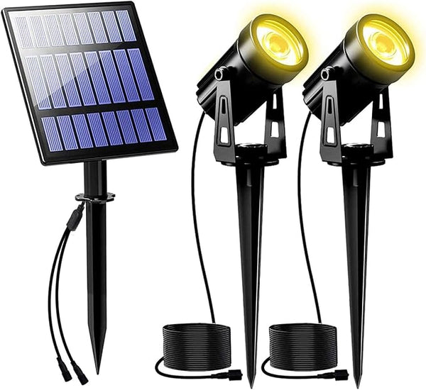 T-SUNUS Christmas Solar Landscape Spotlights Warm White, 2W Garden Spot Lights Outdoor 9.8ft Cable IP65 Waterproof | Lumora