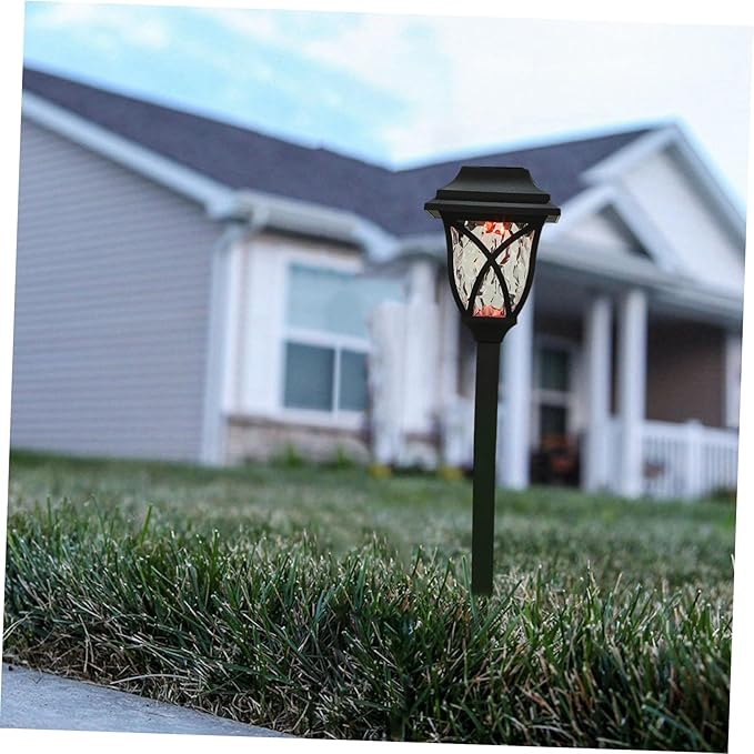 Mikikit 4pcs Solar Pathway Lights Outdoor LED Landscape Lighting Garden Decoration for Patio Courtyard with Warm and Blue Glow