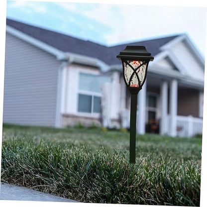 Mikikit 4pcs Solar Pathway Lights Outdoor LED Landscape Lighting Garden Decoration for Patio Courtyard with Warm and Blue Glow