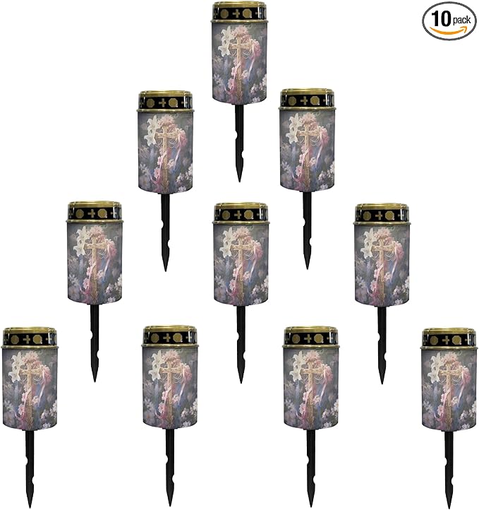 Solar Outdoor Lights Solar Lights Waterproof Solar Cross for Cemetery Garden Stake Lights Solar Pathway Lights for Yard Driveway Decoration Landscape Lighting Spotlights-Warm White Lights