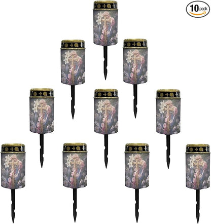 Solar Outdoor Lights Solar Lights Waterproof Solar Cross for Cemetery Garden Stake Lights Solar Pathway Lights for Yard Driveway Decoration Landscape Lighting Spotlights-Warm White Lights
