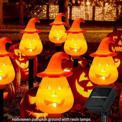 Halloween Pumpkin Pathway Lights,Solar Halloween Pumpkin Stakes - Ground Insert Adjustable Display Stand Garden Decorations for Pathway Lawn Yard Porch Outside Grave