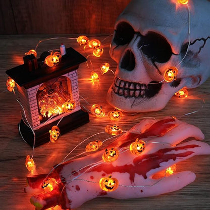 Halloween Pumpkin Lights, 4 Packs 13.5ft 40 LED Battery Operated Led Pumpkin String Lights, Waterproof Orange String Lights for Indoor/Outdoor, Wedding, Bedroom, Home, Window, Halloween Decorations