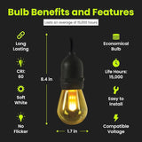 Feit Electric LED String Lights with Flame Bulbs Effect, 12ft Commercial Grade and - Outdoor Security Flood Light | Lumora