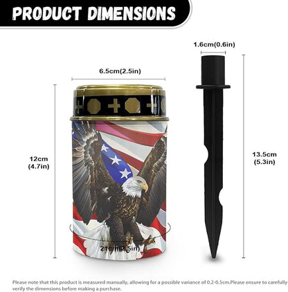 Generic American Flag Solar Light Outdoor Waterproof Solar Stake Lights Hawk Print Solar Lights Outdoor Waterproof Solar Pathway Lights Outdoor Decoration for Yard Landscape Path
