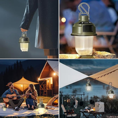 LED Camping Lantern Waterproof, Portable Flashlight for Camping and 100FT Solar String Lights Outdoor Waterproof