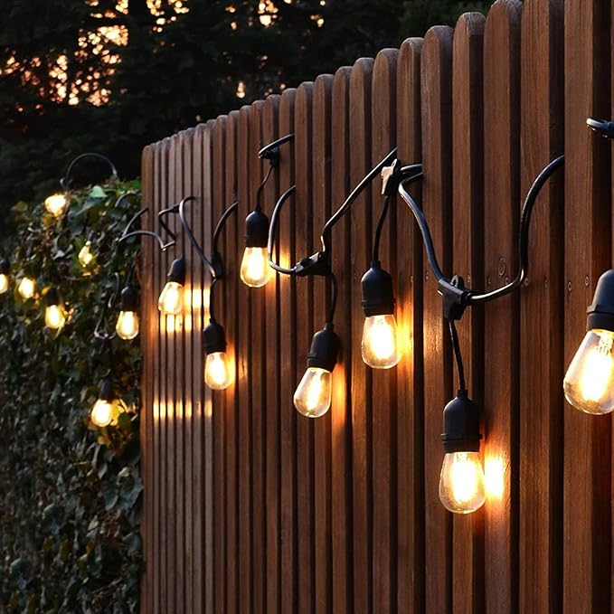 Hanging IP65 10m 20m 30m LED S14 String Lights Waterproof E27 Warm LED Retro Edison Filament Bulb Fairy Outdoor Street Garden Patio Holiday Lighting,10M