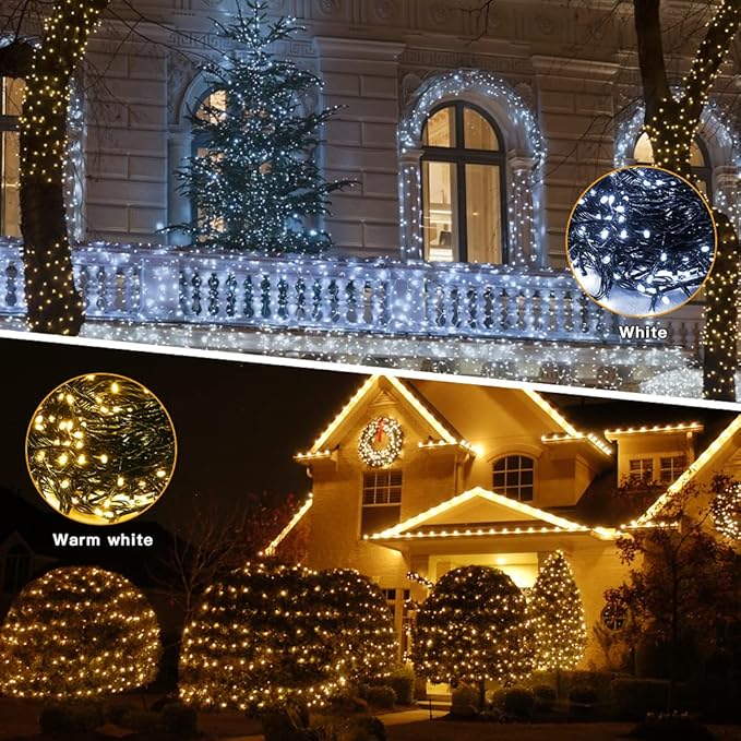 AmyHomie Color Changing Christmas Lights, 108Ft 300LED White Warm White String Lights, 8 Modes Waterproof Fairy | Lumora