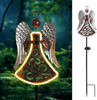 Bshine Solar Angel Garden Outdoor Lights, Solar Cemetery Grave Decoration Waterproof Metal Stakes, Sympathy Memorial Gift, Garden Lawn Terrace Yard Art Easter,Solar Lights for Cemetery
