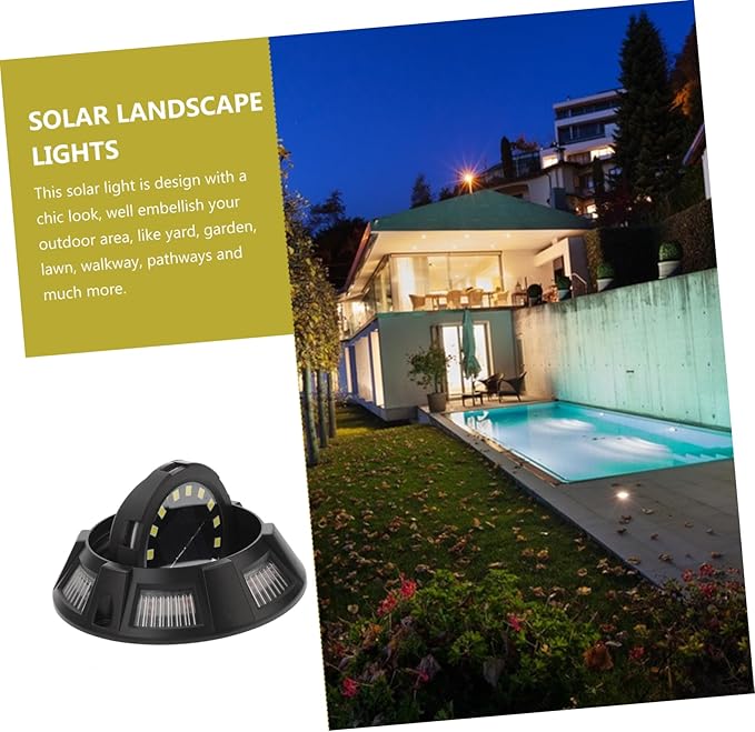 ARTIBETTER 4Pcs Solar Ground Lights Outdoor Garden Pathway Lighting Rotatable Side Glow Lawn Landscape Lights Easy Install Solar Powered Walkway Decor