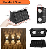 8-Pack Solar Fence Lights, Up & Down Lighting, 50LM/25LM 4 Modes (3000K/6500K), IP65 Waterproof, 1200mAh Battery | Lumora