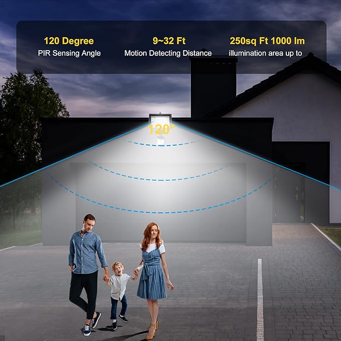 SUNLONG Solar Motion Lights Outdoor Waterproof Motion Sensor Outdoor Lights Digital Adjustable PIR Security Lighting for Front Door Patio Deck Pathway (Natural White)