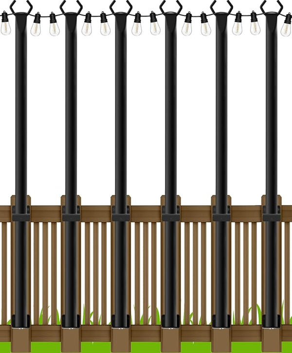 LETIANPAI 6 Pack String Light Poles,5 Ft Metal Poles with Fence Bracket for Outdoor String Lights,Outdoor Light | Lumora