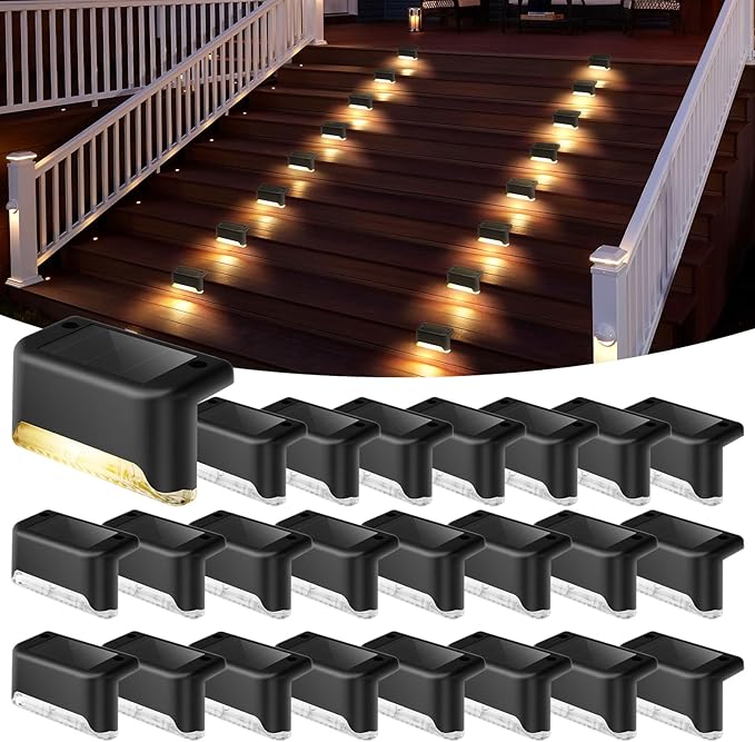 24 Pack LED Outdoor Solar Deck Lights - WaterproofSolar Fence Lights， for Stairs, Fences, Railings Patio Decor & Garden Paths Warm White Outdoor Lights(Warm White)