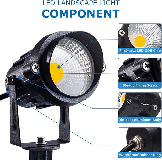 SUNVIE 12W Low Voltage Landscape Lighting Landscaping Lights with Connectors Outdoor LED Landscape Light 3000K | Lumora