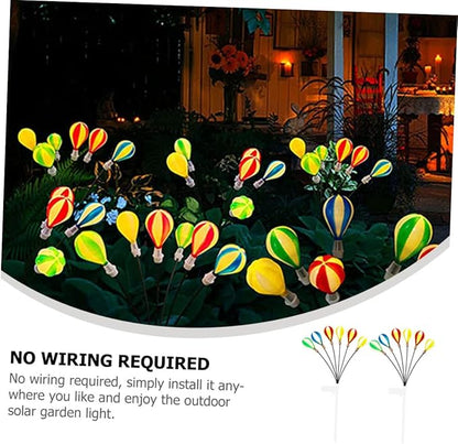 VANZACK Solar-Powered Garden Lights 2 Pack Air Balloon Shape Decorative Stake Lights Led for Outdoor Yard Decorations Automatic Night Lighting Energy-Saving