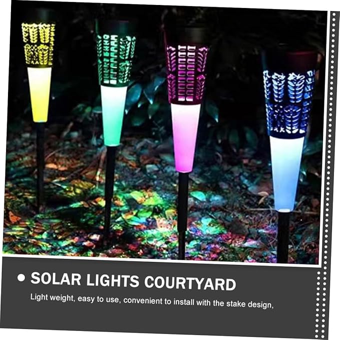 DOITOOL 6pcs Solar Powered Lawn Lights Outdoor Garden Stake Pathway Lights Courtyard Landscape Lighting with Warm and Colorful Glow for Patio Yard Decoration