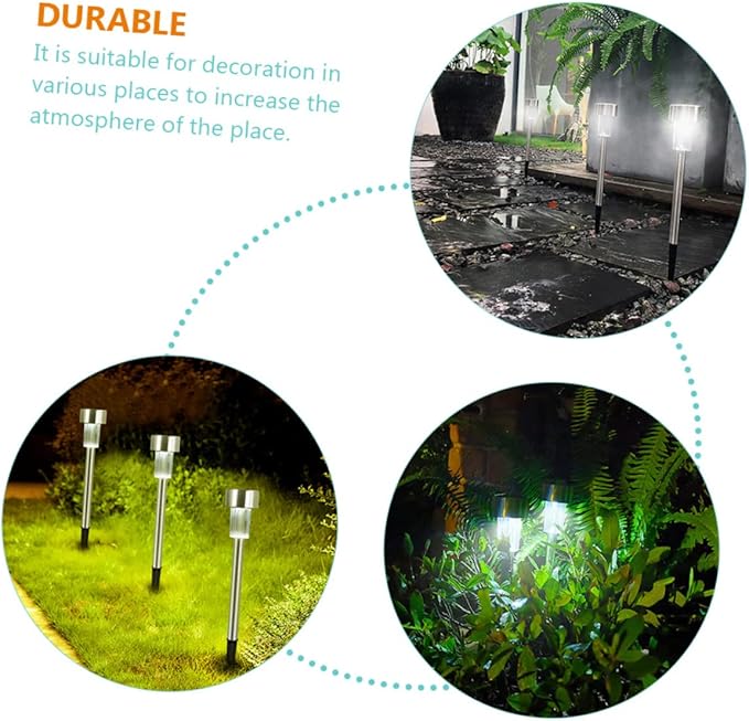 SUPVOX 6pcs Garden Lights Waterproof Outdoor Pathway Lamps for Lawn Decoration Solar Lighting Adjustable Brightness for Driveways and Patios