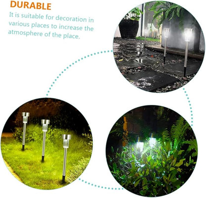 SUPVOX 6pcs Garden Lights Waterproof Outdoor Pathway Lamps for Lawn Decoration Solar Lighting Adjustable Brightness for Driveways and Patios
