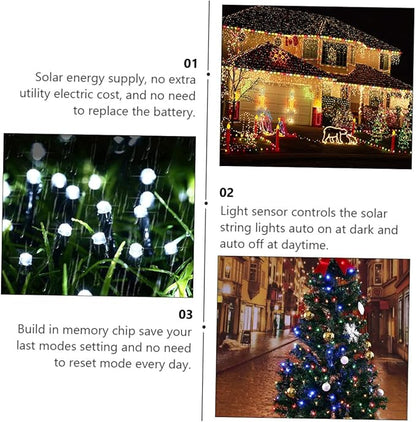 DOITOOL 2sets Solar Led Lights String Led Beads for Garden Patio Wedding Christmas Decor