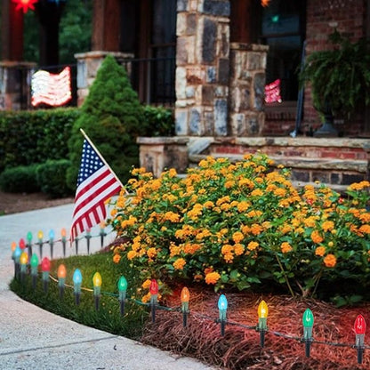 Brightown C9 Christmas String Lights Outdoor, 25.7 Feet 20 Bulbs Pathway Lights Waterproof Replaceable for Indoor Xmas Party Holiday Wedding Commercial Decorations, Multicolored