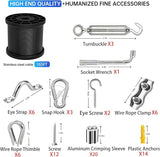 164FT Black Vinyl-Coated 304 Stainless Steel Cable – Heavy Duty String Lights Hanging Kit with Turnbuckle, Thimble | Lumora