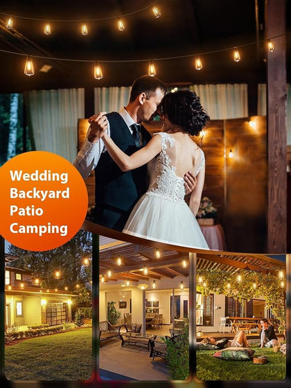 addlon 100FT (4x25FT) Outdoor String Lights, Waterproof Patio Lights ETL Listed with 48+4 Shatterproof Dimmable ST38 LED Bulbs, 2200K Connectable Outdoor Lighting for Christmas House Backyard Garden