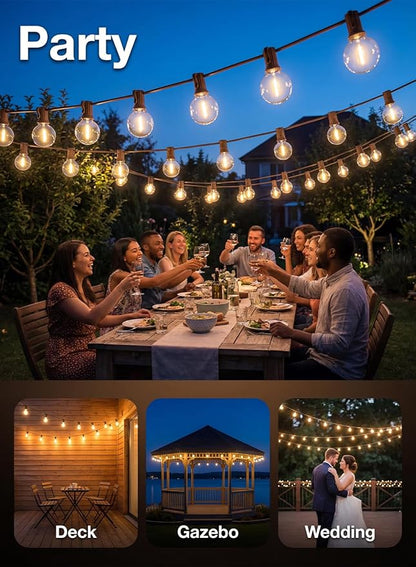 SUNSGNE 25FT Brown Outdoor String Lights, Shatterproof LED Globe String Lights with G40 Bulbs, Waterproof Connectable Hanging Light for Backyard Patio Porch Balcony Party Decor, E12 Base