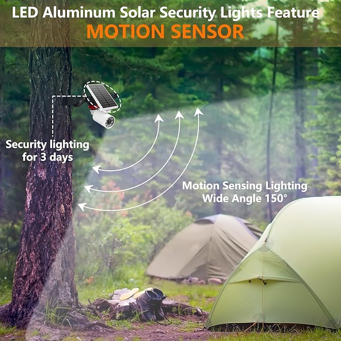 Solar Camping Lights, Motion Sensor Lights for Outside, Outdoor Solar Security Spot Lights for Camp Porch Deck Path Patio Yand Post Step
