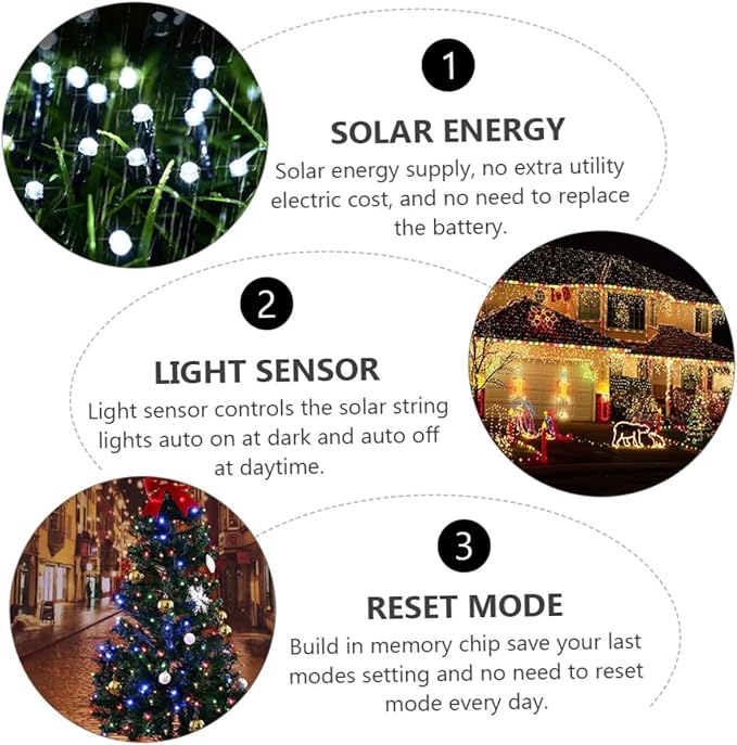 2 Sets LED Solar String Lights Outdoor Decorative Lighting for Garden Patio Xmas Tree Party Decor Weatherproof | Lumora