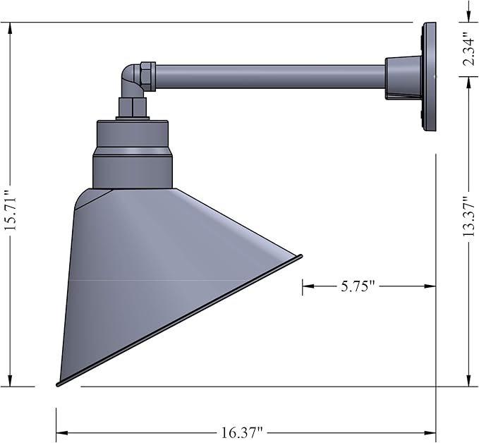 12in. Satin Black Angle Shade Gooseneck Sign Light Fixture with 13in. Long Extension Arm - Wall Sconce Farmhouse | Lumora