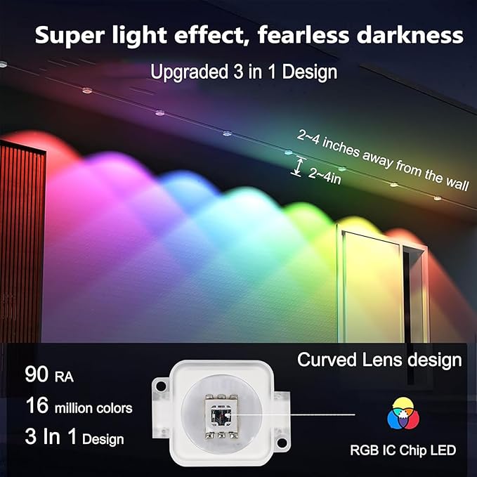 100ft RGB Permanent Outdoor Lights,with 60 LED IP65 Waterproof Smart Christmas Lights for Outdoor Decor with 63 | Lumora
