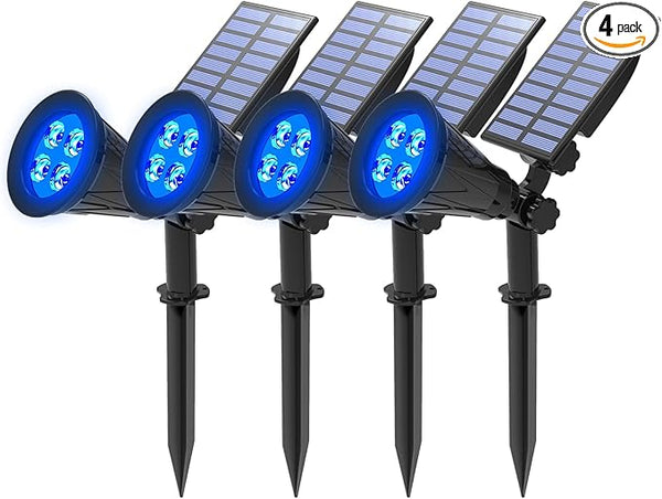 T-SUNUS Christmas Solar Landscape Spotlights Outdoor IP65 Waterproof Blue Spot Lights Outside Auto On/Off Yard | Lumora