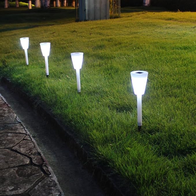 Mipcase Solar Garden Stake Light Outdoor Solar Pathway Lamp White Light with Adjustable Two Modes Hollow Insect Pattern for Yard and Patio Random Color