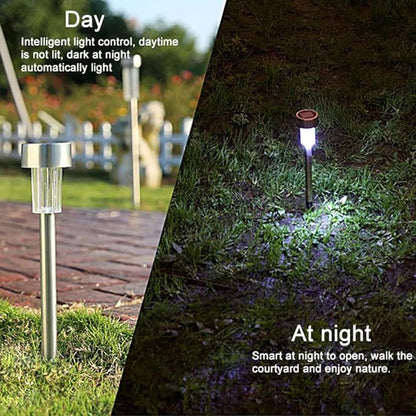 Solar Outdoor Lights, 5W LED Pathway Lights Solar Powered, Stainless Steel Waterproof Solar Garden Lights Decoration for Garden Patio and Walkway (12PCS, White & Silver)