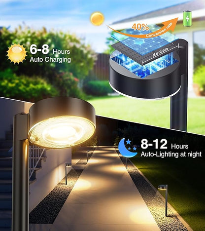 Solar Pathway Lights Outdoor, 4 Pack Waterproof Path Light with Bigger LED Spot Lens，Bright Up to 15 Hrs Pathway Light for Walkway Driveway Yard Garden Patio