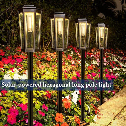 4 Pack Solar Pathway Lights, Outdoor Waterproof (IP65) with 2-in-1 Lighting Modes, Warm White LED for Yard, Lawn, Garden, Patio & Landscape