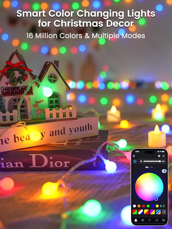 2026 New 46ft Smart Color Changing Easter Lights Outdoor Indoor | 100 LED RGB Globe Pastel String Lights App Control with Remote & Timer, Fairy Light Plug in Waterproof Easter Decor Girl's Bedroom