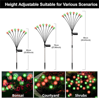 Swaying Solar Firefly Lights Outdoor, 8 Modes Red and Green Firefly Swaying Solar Garden Lights Waterproof for Outside Christmas Yard Patio Pathway Plant Landscape Garden Decor(R&G 4 Pack)