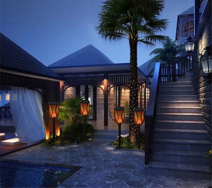 Ulalaza Solar Outdoor Lights 99 LED Flickering Flames Torch Light Waterproof Landscape Ligh Auto On/Off Path Lights